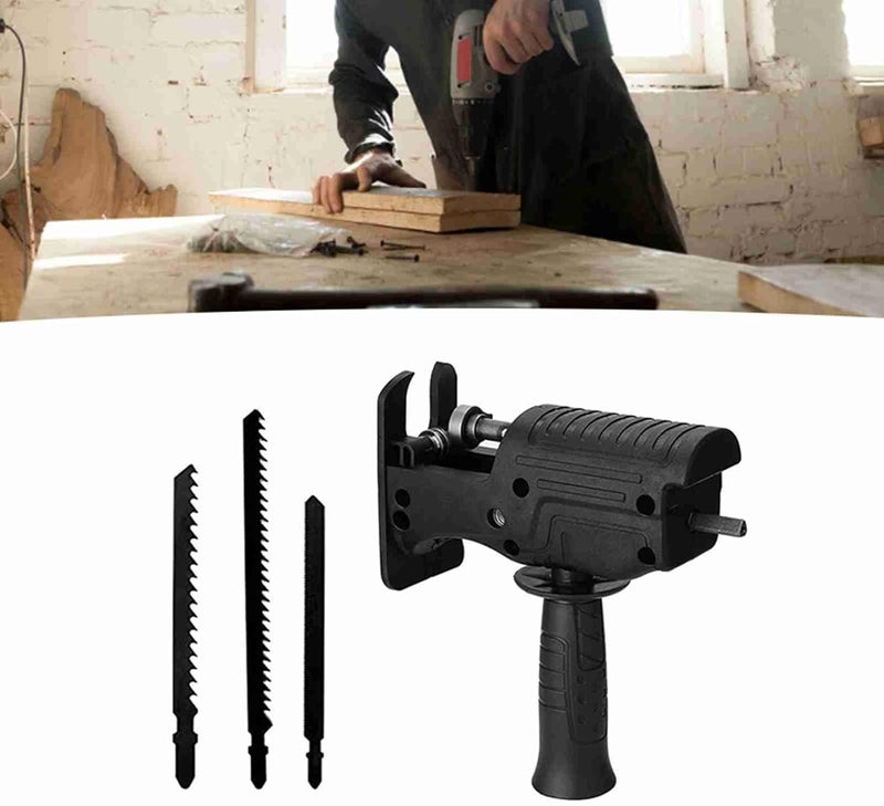 Jectse Electric Drill Saw Adapter, Converts Drill into Reciprocating Saw, File or Jig Saw, Steel Blade, Quick Replacement, Wide Application for Wood, Metal, Plastic Cutting - Image 2